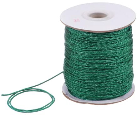 sourcing map 1.5mm Nylon String Cord 150 Yards Nylon Satin String Bracelet String Chinese Knotting Cord Beading Thread for Jewelry Making Braided Necklaces Macrame Trim Craft Dark Green