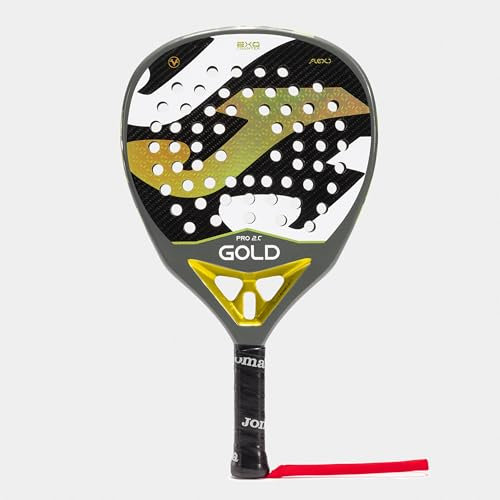 Joma Pala de Pádel Profesional Gold Pro, 350 g - Forma Diamante con Mango Extralargo - Tubular y Plano 100% Carbono con Núcleo Flexo Black EVA - Tecnología Rotation y Vibra-out - Incluye Funda