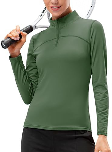 Evolyline Damen Langarmshirt 1/4 Reißverschluss Pullover Damen, Sportshirt Langarm Laufshirt Atmungsaktiv thermoshirt, Funktionsshirt Langarm Stehkragen Sportoberteile