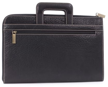 Bucklestone - Porte Document Cuir Homme - Pochette Pour A4 Bloc-Note et Tablette - Portefeuille Zippé Avec Poignée Rétractable - Westminster - Noir