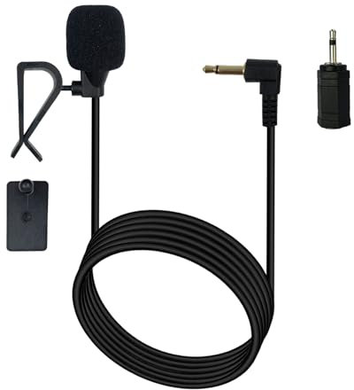 SPTSSWET Autoradio Mikrofon 3,5 mm Kompatibel mit Sony Kenwood Boss Alpine JVC Pioneer Panasonic GPS DVD Radio mit Clip-Halterung Freisprechanlagen,3 Meter,3,5mm Buchse Auf 2,5mm Stecker Adapter
