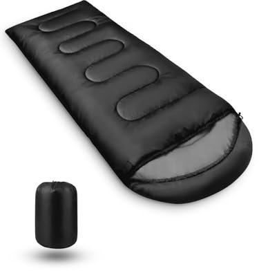 VirtuDrill Schlafsack - Schwarz, 210 cm x 70 cm, 2,4 kg, -7°C bis 17°C, für Erwachsene, Outdoor-Enthusiasten, Kälte