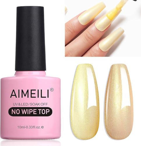 AIMEILI Glitzer Top Coat Perlmutt 10ml No Wipe Top Coat Pearl Effect Nail Gel UV Perlmutt Überlack Pearl Top Coat Perlmutt Schimmer 011