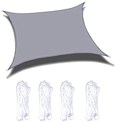 Voile d'ombrage gris imperméable 3 x 4 m pour abri de jardin, protection UV pour extérieur cour