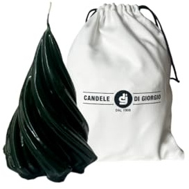 Candela artigianale albero di Natale - Colore Verde Scuro - Altezza 13 cm - Cereria Di Giorgio