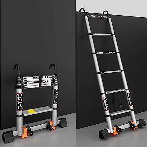DONGGANSHI Scala a Castello telescopica in Alluminio, Scala con Gancio per Camper, soppalco, roulotte, Appartamento, Scale a gradini per Letto, salvaspazio, Dotata di Piedini Antiscivolo e ga