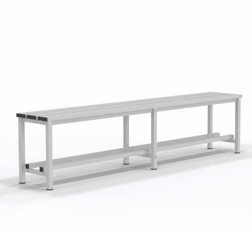 Spacio Banco Metálico Norrköping Estilo nórdico para Uso Profesional o en hogar, para vestuarios, habitación, decoración Incluso Exterior. Bancada para Personas en Acero Blanco. (2 Metros)
