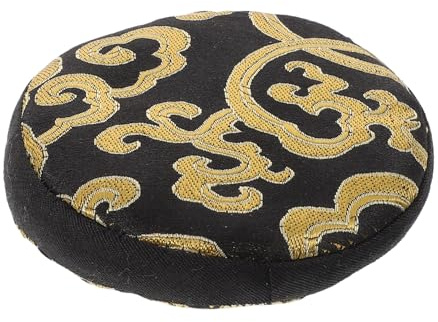 Handbestickte Klangschalenmatte Rund aus Stoff für Yoga Studios | Buddha Klangschalenkissen, 10cm, Elegante Form, Stabile Unterstützung, für Persönliche Räume