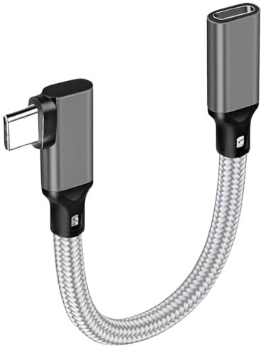 Right Angle USB C Extension Cable 0.2m, 10Gbps 4K@60Hz 90 degree USBC Video Extension 100W Fast Charge Type C Male to Female Extender Charging Short Cord for Laptop & Tablet & Mobile Phone