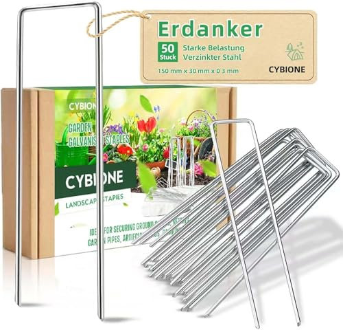 Sardines de Fixation en Acier Galvanisé (50 Pièces) - 150 mm Long, 30 mm Large, Ø 3 mm Agrafes de Fixation pour Toile de Paillage, Grillage et Tente - Piquets de Jardin