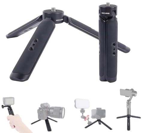 Mechrig Tragbarer Stativgriff aus Aluminiumlegierung mit 6,35 mm Schraube und ARRI-Pin – faltbare Griffhalterung für DSLR/Smartphone/DJI-Stabilisator/GoPro Desktop Vlogging & Live Streaming 62040