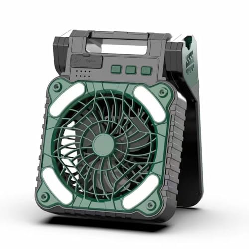 Ventilateur de camping solaire avec lumière LED et batterie 10 000 mAh - Panneau solaire - 4 vitesses - Ventilateur USB silencieux - Pliable - Portable - Pour camping, voyage, pêche