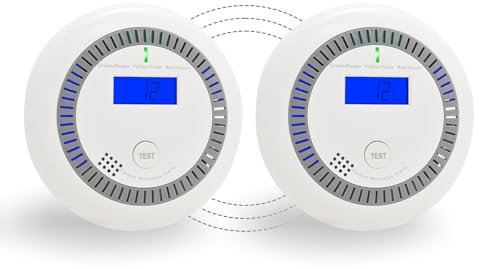 GiiHoo Kohlenmonoxidmelder mit LCD-Display & Batteriebetrieb – Haushalts-CO-Alarmanlage, EN 50291 Zertifiziert, 10 Jahre Sensorlebensdauer (RF-vernetzt, White-02)