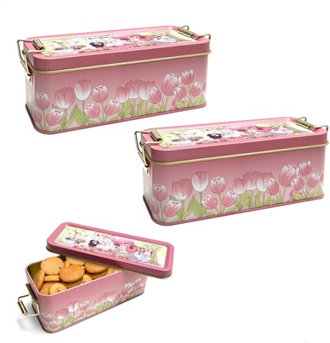 mimzemamz Porta Pane da Cucina,Biscottiera Ermetica Design Retrò,Contenitore Pane,Porta Biscotti Durevole con Coperchio per Biscotti,Caramelle,Panini e Pasticcini,2 Pezzi,16×6×6 cm