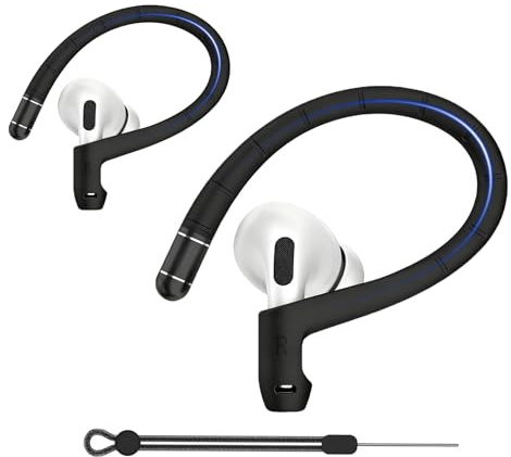 Adhiper 1 Pairs Ear Hooks for AirPods 4/AirPods 3/AirPods Pro 2/AirPods Pro(New Anti-Loss Lanyard And Cleaning Cloth) Anti-Slip Sports Ear Hooks Earbuds for AirPods Accessories (Black)
