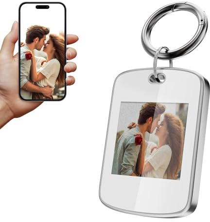 TABKSOLA Personalisierter Schlüsselanhänger, schlüsselanhänger foto mit Farbigem E Ink Bildschirm, Anpassbar mit Personen, Landschaften, Anime usw, Ein Geschenk für Mama (weiß)