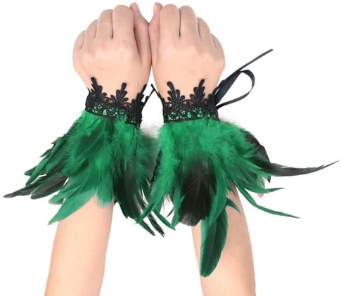 Gothic Feder Manschetten Handgelenk Armschienen Armstulpen Arm Stulpe Handschuhe Armschmuck Karneval Cosplay Accessoire
