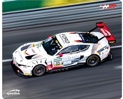 Speedlink Silk Mousepad HRT Ford Mustang GT3 - Mauspad mit Motiv, weiche Textiloberfläche, 23 x 19 cm, Rennwagen, Rennauto, Motorsport, Rennstrecke, Sportwagen, Racing Car, PC Maus Unterlage klein