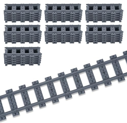 35 Stück Gerade Schienen Bausteine Set,APKLVSR City Schienen, City Zug Schienen Set,Spielzeug Eisenbahnschienen Erweiterungsset für Modellbau,Kompatibel mit dem Marktführer