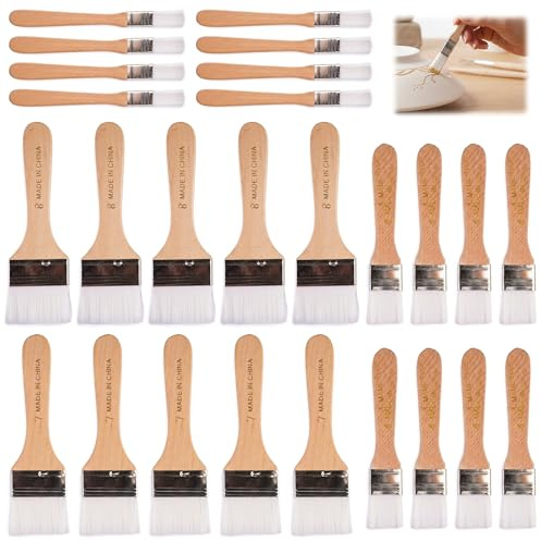 26 Stück Pinsel Malerpinsel Set für Farben Malerbedarf Streichen Klebstoffe | .2/2.5/4.2/4.5 cm Flachpinsel mit Holzgriff, Lasurpinsel Holz Außen Lackpinsel, Lackierpinsel Fensterpinsel