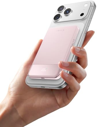 iWALK Magsafe Portable Charger 5,000mAh, Ultra-Slim Magnetic Wireless Power Bank with LED Display, PD 20W USB-C Fast Charging Battery Pack, Compatible with iPhone 17/17 Pro/16/15/14/13 Series,Pink