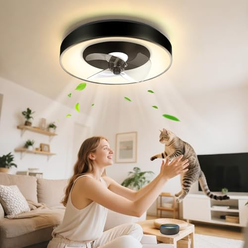 Aigostar Ventilador Techo Alexa, 40W, 4400LM, 2700K-6500K Regulable, 6 Velocidades, 50CM - Ventilador de Techo Wifi con Mando a Distancia y Gateway, para Sala de Estar, Dormitorio