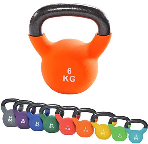 top vit Kettlebell I Schwunghantel aus massivem Guss I Kettle Bell mit Vinyüberzug I Kugelhantel 2-20 kg (06kg - orange)