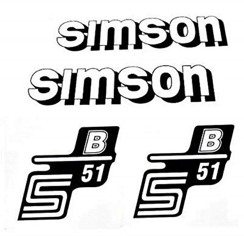 Set Aufkleber Simson S51 B weiß/schwarz für Tank und Seitendeckel