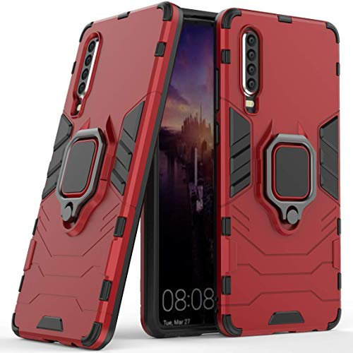 Kompatibel mit Huawei P30 Hülle, Ring Ständer Magnetischer Handyhalter Auto Caseme Schutzhülle Case für Huawei P30 (Rot)