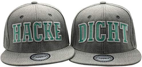 Outfitfabrik ♥ Cap Set, 2 Snapback Caps Hacke und Dicht in grau mit weiß/Mint 3D-Stick (Festival, Alkohol, Statement, Saufen), für Männer und Frauen