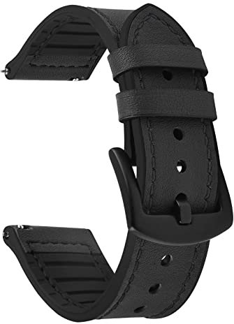 Fullmosa Cinturino 20mm Compatibile con Garmin Vivoactive 5/3 Music, Vivomove 3 40mm/Venu 2 Plus, Forerunner 245/245 Music/645, Cinturini Smartwatch 20mm Pelle e Silicone per Orologio da Uomo Donna