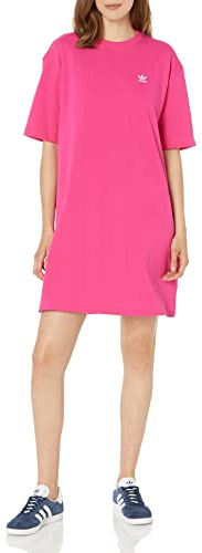 adidas Originals Women's Adicolor Classics Big Trefoil Tee Dress, Real Magenta, X-Small