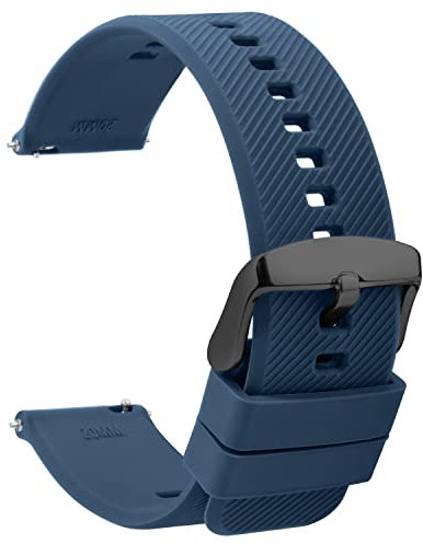 TStrap Montres Bracelets Silicone 22mm - Remplacement Bracelet de Montre Étanche à Dégagement Rapide en Caoutchouc Bleu Marine - Plusieurs Couleurs pour Hommes Femmes Smartwatch Sport - 18mm 20mm