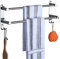 HONPHIER® Adjustable Towel Rail 2-Tier Bath Towel Rack SUS 304 Stainless Steel Towel Shelves with Hooks Wall Mounted Towel Holder Towel Bar for Kitchen Bathroom 49-90CM, Chrome