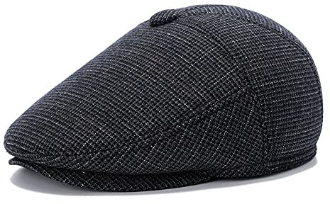 Wantonfy Schiebermütze für Herren Gatsby Schirmmütze Karierter Barett Newsboy mit Ohrenklappen Baskenmütze 1920 Stil Flatcap Retro Draussen für Herbst Winter, Lichtquadrat,58