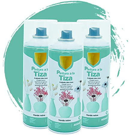 BESCH Pintura Spray 400ml a la Tiza Chalk Paint Acabado ultra Mate para Metal/Madera/Plástico(Verde Retro Mate,400 ml (Paquete de 3)