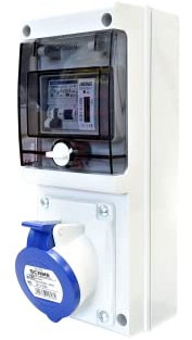 Carré Rouge - Borne de Recharge avec Prise Europe 16A Complète pour Véhicule Électrique, Protections et Compteur, IP65, Fabrication Française - 28 x 11 x 9,5 cm