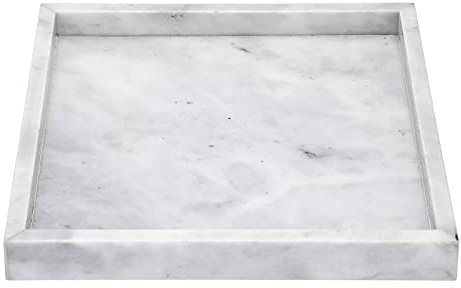 SUMNACON Vassoio da portata in marmo per bagno, cucina, articoli da toeletta, decorazione per la casa (grigio, 25 cm)