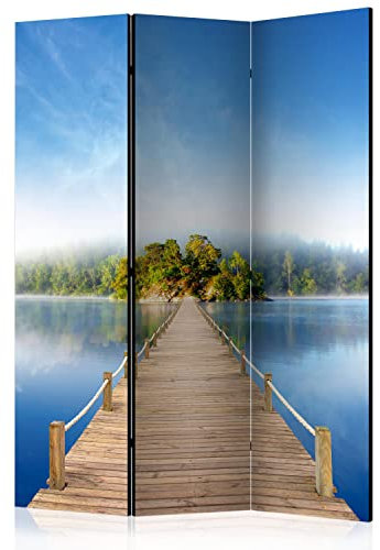 murando Akusticher Raumteiler Landchaft Foto Paravent 135x172 cm beidseitig auf Vlies-Leinwand Bedruckt Akustikschaum Trennwand Spanische Wand Sichtschutz Home Office Seebrücke Himmel c-C-0255-z-b