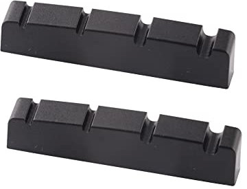 Metallor 4 Saiten Graphit Bass Gitarre Nut vorgeschlitzt Obermutter kompatibel mit PB Bass schwarz 43 x 9 x 6 mm Set mit 2 Stück