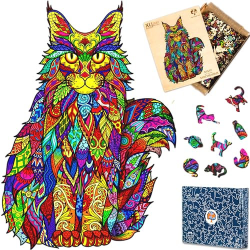 The Puzzled Tree Jigsaw Holzpuzzle Erwachsene XL (Katze, 330 Teile) - Wooden Holz Puzzle mit Tiermotiven anspruchsvoll - Fördert Kreativität & Entspannung - Trefl Wood Holzpuzzles