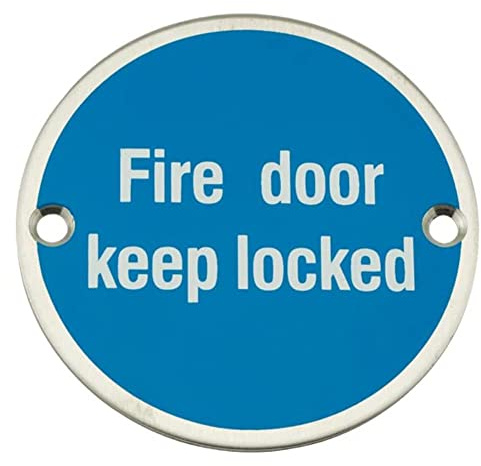 V Safety frisco Door Keep Locked Sign, Stainless Steel, 76 mm, Safety with fixings, Silver