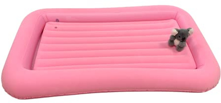 Vanilla Leisure Toddler Inflatable Floor Bed Raised Sides Kids Air Mattress Camping and Travel Bed Quick Inflation Child Sleepover Inflatable Mattress