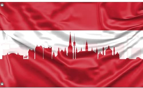Wiener Skyline Flagge, Österreich | einzigartiger Designdruck | Made in EU (90x150cm)