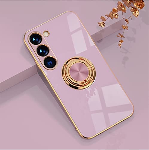 XINYEXIN Coque pour Samsung Galaxy S23 5G avec Anneau Support Rotatif à 360 Degrés, Souple TPU Silicone Case Antichoc Housse Bague Étui pour Samsung Galaxy S23 5G - Violet