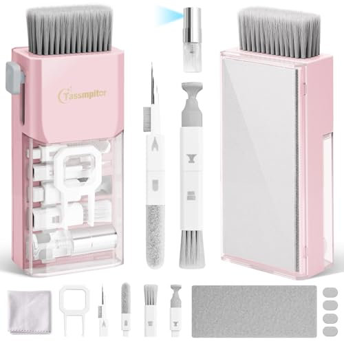 Tassmpitor Keyboard Cleaning Kit, All in 1 Laptop Cleaning Kit for MacBook iPhone iPad Camera Lens Airpods Computer, Compact Keyboard Cleaner with Spray and Brush, Multitool for Electronic Screen