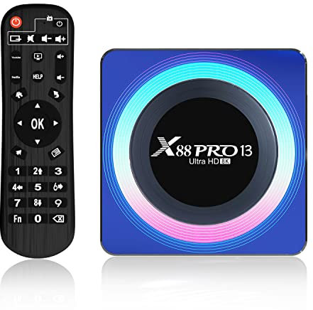 AMITVA Android 13.0 TV Box, X88 Pro 13 4G RAM 64G ROM RK3528 con Dual 2.4G/5.8G WiFi, BT 5.0+ Quad-Core 64 bits 4K/8K UHD H.265 Ethernet LAN 3D Set Top TV Box,2gb+16gb