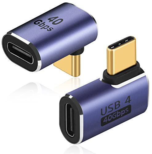 AXFEE 90 Grad Winkel USB-C Adapter 2 Stück, 40Gbps Typ C Stecker auf USB C 3.1 Buchse PD 60W Schnellladung Extender für Steam Deck, Switch, VR und mehr Laptop, Tablet und Handy