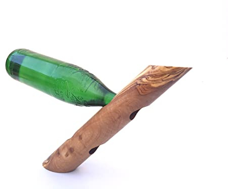 medina mood Flaschenhalter „Stamm“ für 2 Flaschen, Geschenk, Handgefertigt aus Olivenholz