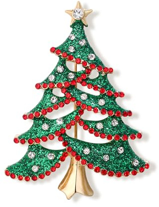 Faith Faith Damen österreichischen Kristallwinterweihnachtswunschbaum mit Kleiner Stern-Brosche grünes Schwarz-Ton